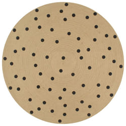vidaXL Handmade Rug Jute with White Print Floor Carpet Area Rug Floor Mat - black polka dot, 90 cm