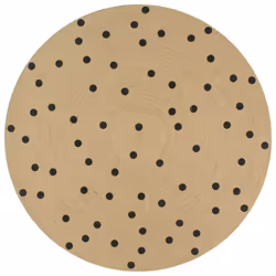 vidaXL Handmade Rug Jute with White Print Floor Carpet Area Rug Floor Mat - black polka dot, 120 cm