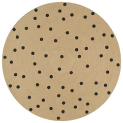 vidaXL Handmade Rug Jute with White Print Floor Carpet Area Rug Floor Mat - black polka dot, 120 cm