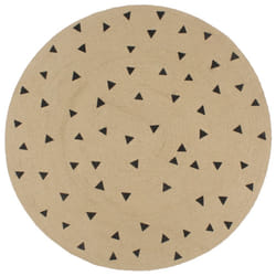 vidaXL Handmade Rug Jute with White Print Floor Carpet Area Rug Floor Mat - black triangle print, 90 cm