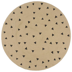 vidaXL Handmade Rug Jute with White Print Floor Carpet Area Rug Floor Mat - black triangle print, 120 cm