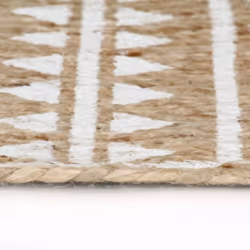 vidaXL Handmade Rug Jute with White Print Floor Carpet Area Rug Floor Mat - white pattern, 120 cm