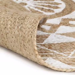 vidaXL Handmade Rug Jute with White Print 90cm Room Floor Protector Carpet - Additional view 4