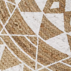 vidaXL Handmade Rug Jute with White Print 120cm Room Floor Protector Carpet - Additional view 2