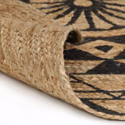 vidaXL Handmade Rug Jute with Black Print 150cm Room Floor Protector Carpet - Additional view 4