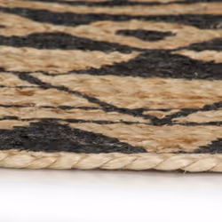vidaXL Handmade Rug Jute with Black Print 150cm Room Floor Protector Carpet - Additional view 5