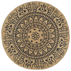 vidaXL Handmade Rug Jute with White Print Floor Carpet Area Rug Floor Mat - dark blue pattern, 90 cm