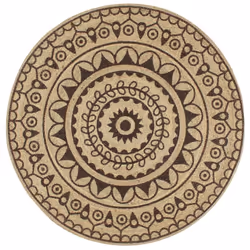 vidaXL Handmade Rug Jute with White Print Floor Carpet Area Rug Floor Mat - dark brown pattern, 90 cm