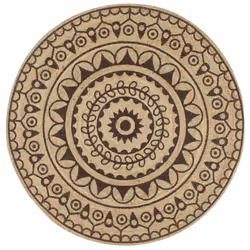 vidaXL Handmade Rug Jute with White Print Floor Carpet Area Rug Floor Mat - dark brown pattern, 150 cm