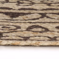 vidaXL Handmade Rug Jute with White Print Floor Carpet Area Rug Floor Mat - dark brown pattern, 150 cm