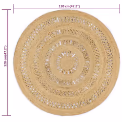 vidaXL Handmade Rug Braided Jute 120cm Home Area Floor Protective Carpet Mat