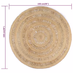 vidaXL Handmade Rug Braided Jute 150cm Home Room Floor Protector Carpet Mat - Additional view 4