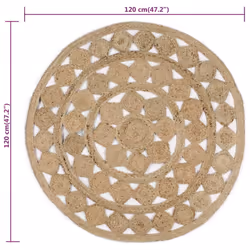 vidaXL Handmade Rug Braided Jute 120cm Home Area Floor Protective Carpet Mat - Additional view 5