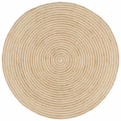 vidaXL Handmade Rug Jute with Spiral Design White 150cm Home Floor Carpet Mat