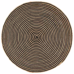 vidaXL Handmade Rug Jute with Spiral Design Black 90cm Home Floor Carpet Mat