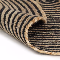 vidaXL Handmade Rug Jute with Spiral Design Black 90cm Home Floor Carpet Mat