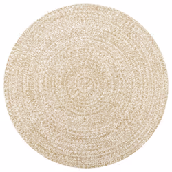 vidaXL Handmade Rug Jute White and Natural 90cm Room Flooring Area Carpet Mat