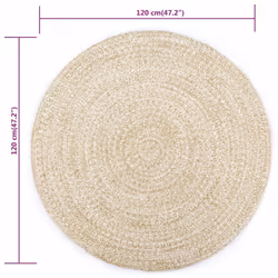 vidaXL Handmade Rug Jute White and Natural 120cm Room Flooring Area Carpet Mat