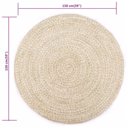 vidaXL Handmade Rug Jute White and Natural 150cm Room Flooring Area Carpet Mat