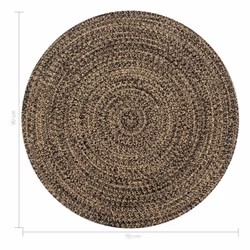 vidaXL Handmade Rug Jute Black and Natural 90cm Room Flooring Area Carpet Mat - Additional view 4