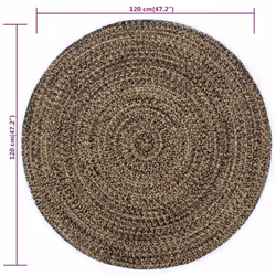 vidaXL Handmade Rug Jute Black and Natural 120cm Room Flooring Area Carpet Mat - Additional view 4