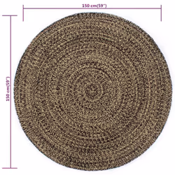vidaXL Handmade Rug Jute Black and Natural 150cm Room Flooring Area Carpet Mat - Additional view 4