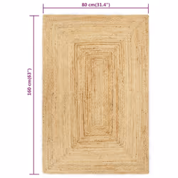 vidaXL Handmade Rug Jute Natural 80x160cm Living Room Flooring Area Carpet Mat - Additional view 3