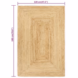 vidaXL Handmade Rug Jute Natural 120x180cm Home Room Flooring Area Carpet Mat - Additional view 4