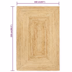 vidaXL Handmade Rug Jute Natural 160x230cm Home Room Flooring Area Carpet Mat - Additional view 4