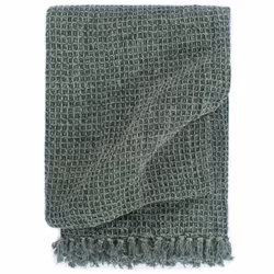 vidaXL Throw Cotton 125x150cm Dark Green Warm Bed Sofa Chair Couch Blanket