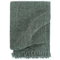 vidaXL Throw Cotton 125x150cm Dark Green Warm Bed Sofa Chair Couch Blanket