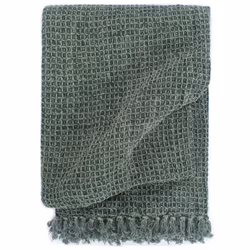 vidaXL Throw Cotton Warm Bed Sofa Armrest Couch Blanket Multi Sizes&Colours - dark green, 220 x 250 cm