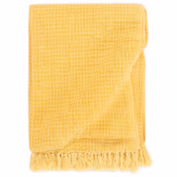 vidaXL Throw Cotton Warm Bed Sofa Armrest Couch Blanket Multi Sizes&Colours - mustard yellow, 220 x 250 cm