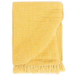 vidaXL Throw Cotton Warm Bed Sofa Armrest Couch Blanket Multi Sizes&Colours - mustard yellow, 220 x 250 cm