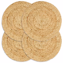 vidaXL 4x Placemats Soft Plain Natural Round Jute Table Placemat Table Runner