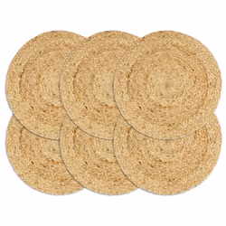 vidaXL 6x Placemats Soft Plain Natural Round Jute Table Placemat Table Runner