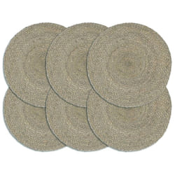 vidaXL Placemats Soft Handmade Table Placement Table Runner Decor Plain Round - grey, 6 pcs/Jute
