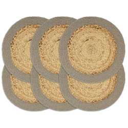 vidaXL Placemats Soft Handmade Table Placement Table Runner Decor Plain Round - grey, 6 pcs/Jute and cotton
