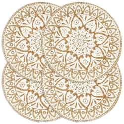vidaXL 4x Placemats Handmade White Round Jute Table Placement Table Runner