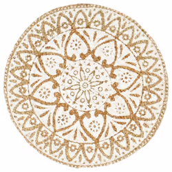 vidaXL 4x Placemats Handmade White Round Jute Table Placement Table Runner