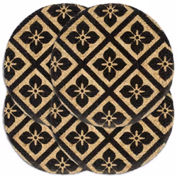 vidaXL Placemats Soft Handmade Table Placement Table Runner Decor Plain Round - black, 4 pcs/Jute