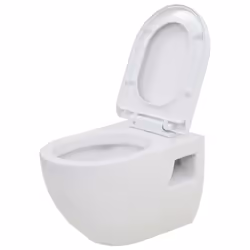 vidaXL Wall-Hung Toilet with Concealed Cistern Ceramic White Bathroom Fixture - Additional view 5