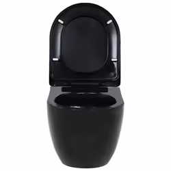 vidaXL Wall-Hung Toilet with Concealed Cistern Ceramic Black Bathroom Fixture - Additional view 4