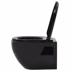 vidaXL Wall-Hung Toilet with Concealed Cistern Ceramic Black Bathroom Fixture - Additional view 5