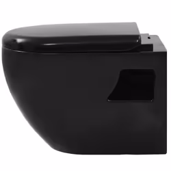 vidaXL Wall-Hung Toilet with Concealed Cistern Ceramic Black Bathroom Fixture - Additional view 7