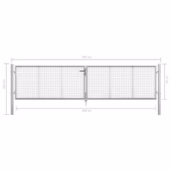 vidaXL Garden Gate Galvanised Steel Silver Fence Door Mesh Entrance Gates