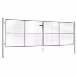 vidaXL Garden Gate Galvanised Steel 415x175cm Silver Fence Door Patio Gate