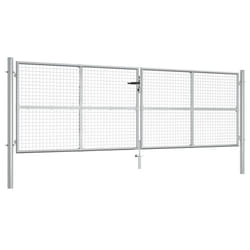 vidaXL Garden Gate Galvanised Steel 415x175cm Silver Fence Door Patio Gate
