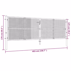vidaXL Garden Gate Galvanised Steel 415x175cm Silver Fence Door Patio Gate