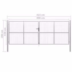 vidaXL Garden Gate Galvanised Steel 415x200cm Silver Fence Door Patio Gate - Additional view 4